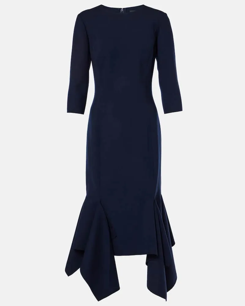 Oscar de la Renta Midikleid aus einem Wollgemisch Blau