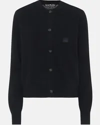 Acne Studios Cardigan Face aus Wolle Schwarz