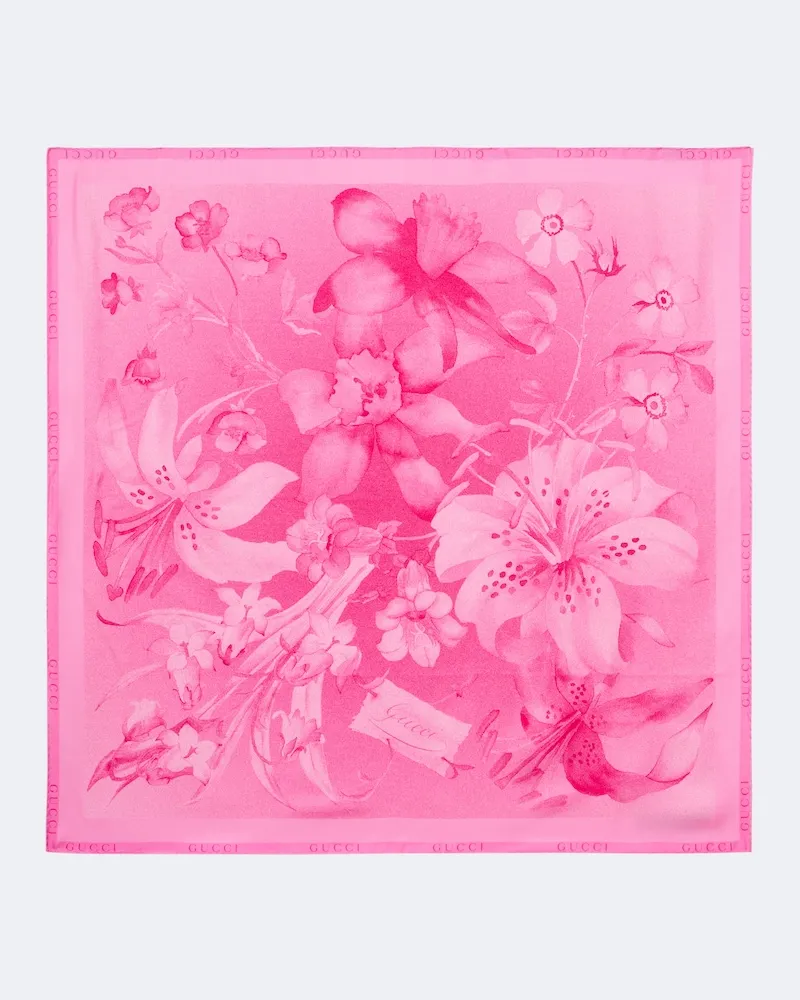 Gucci Tuch Gucci Flora aus Seiden-Twill Rosa