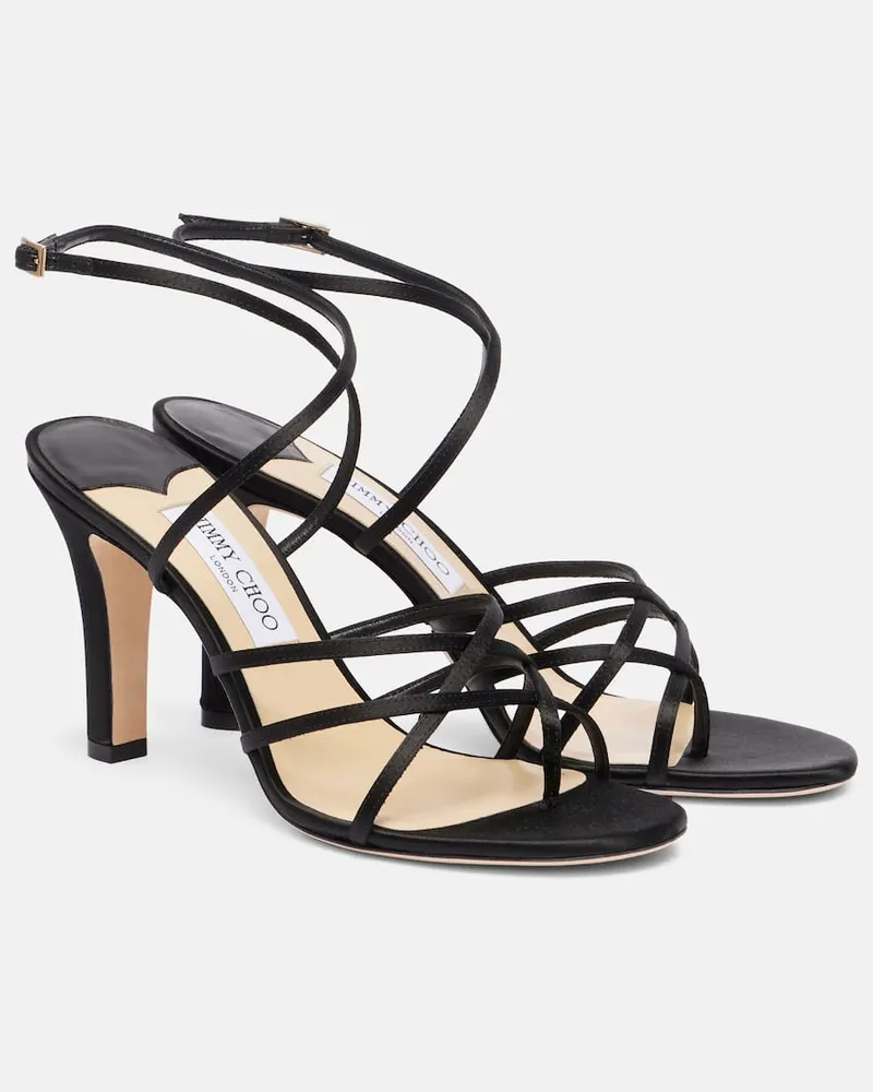 Jimmy Choo Sandalen Archive Strappy 100 aus Satin Schwarz