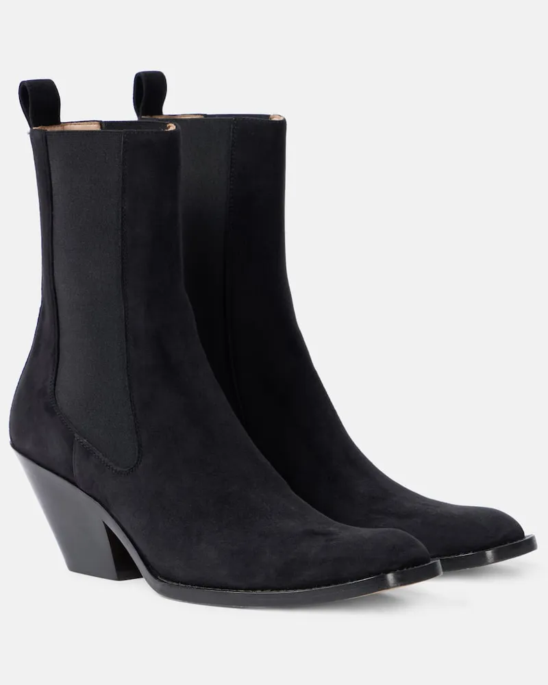 KHAITE Ankle Boots Austin 60 aus Veloursleder Schwarz