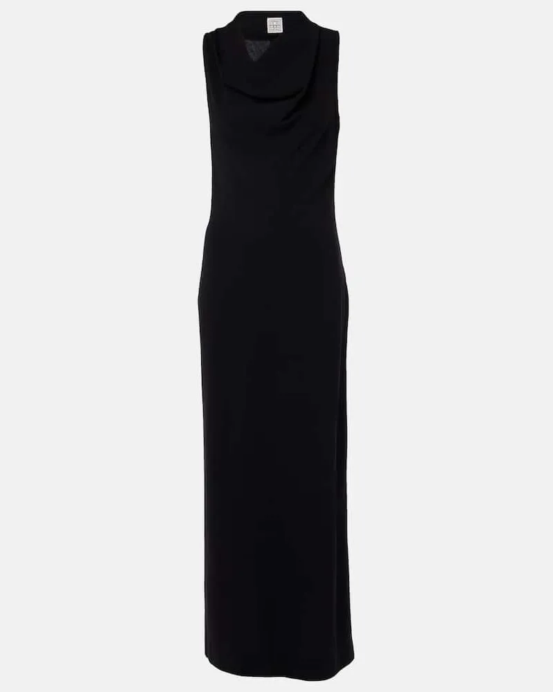 Totême Maxikleid aus einem Wollgemisch Schwarz
