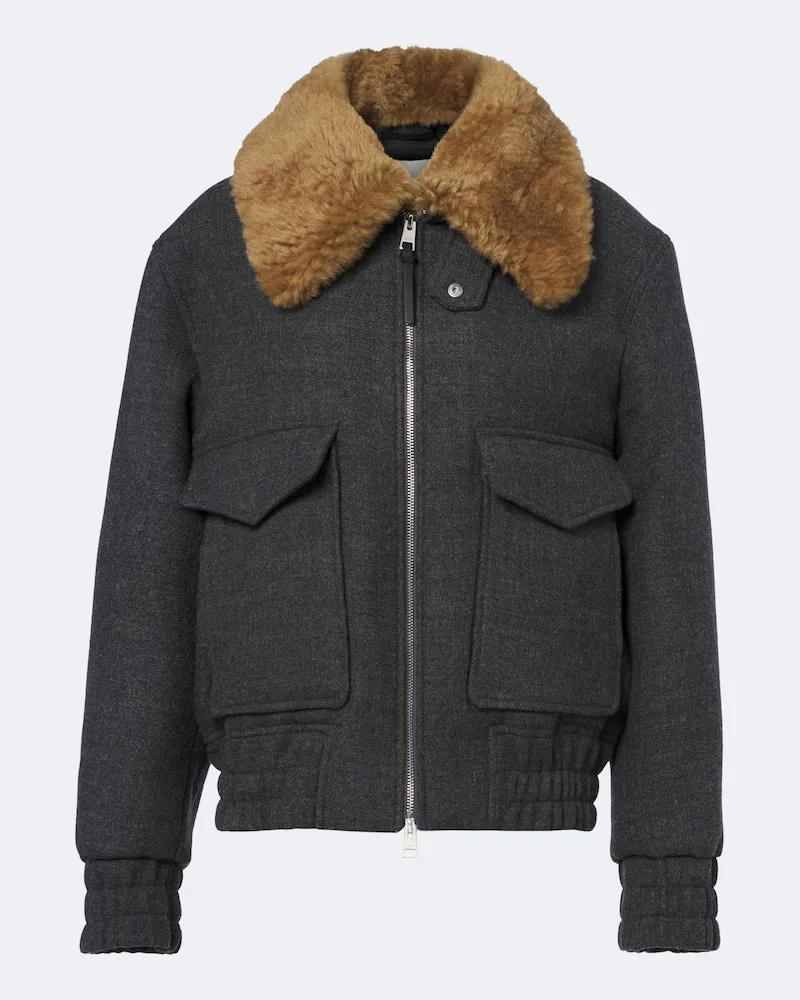 AMI Paris Blouson aus Schurwolle mit Shearling Grau