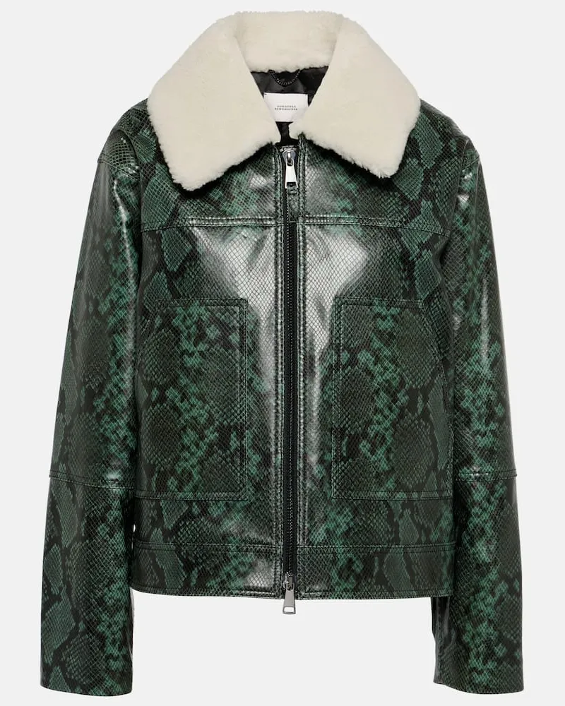 Dorothee Schumacher Lederjacke Urban Jungle mit Shearling Grün