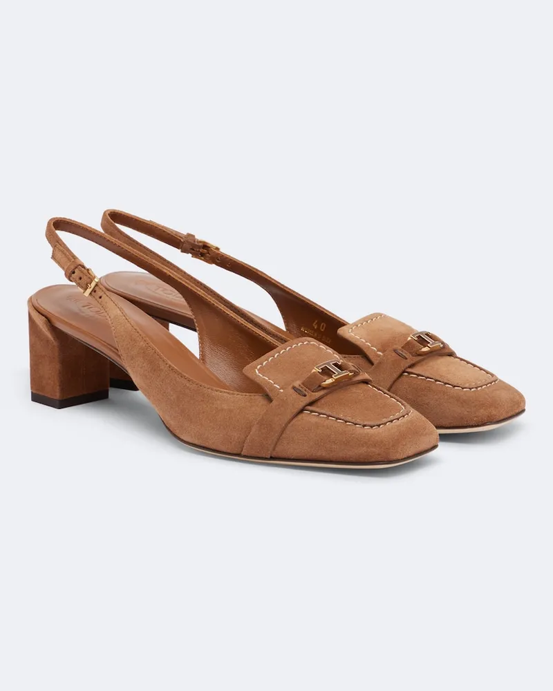 TOD'S Slingback-Pumps aus Veloursleder Braun