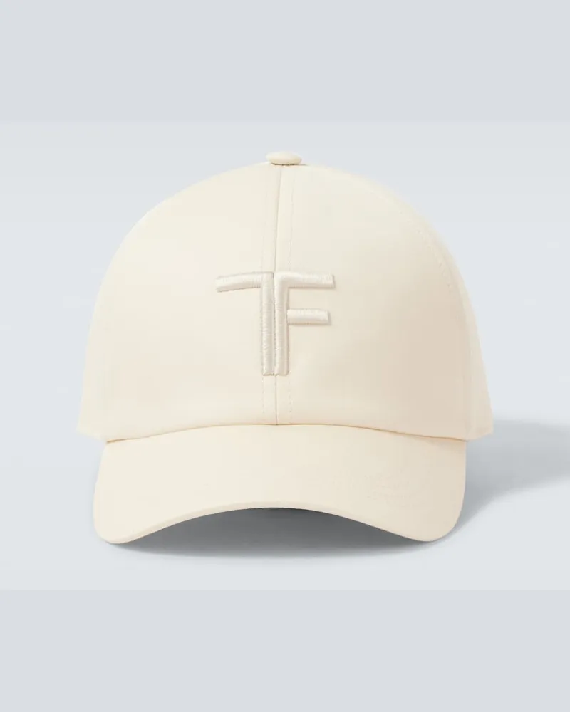 Tom Ford Baseballcap TF aus Baumwolle mit Leder Weiß