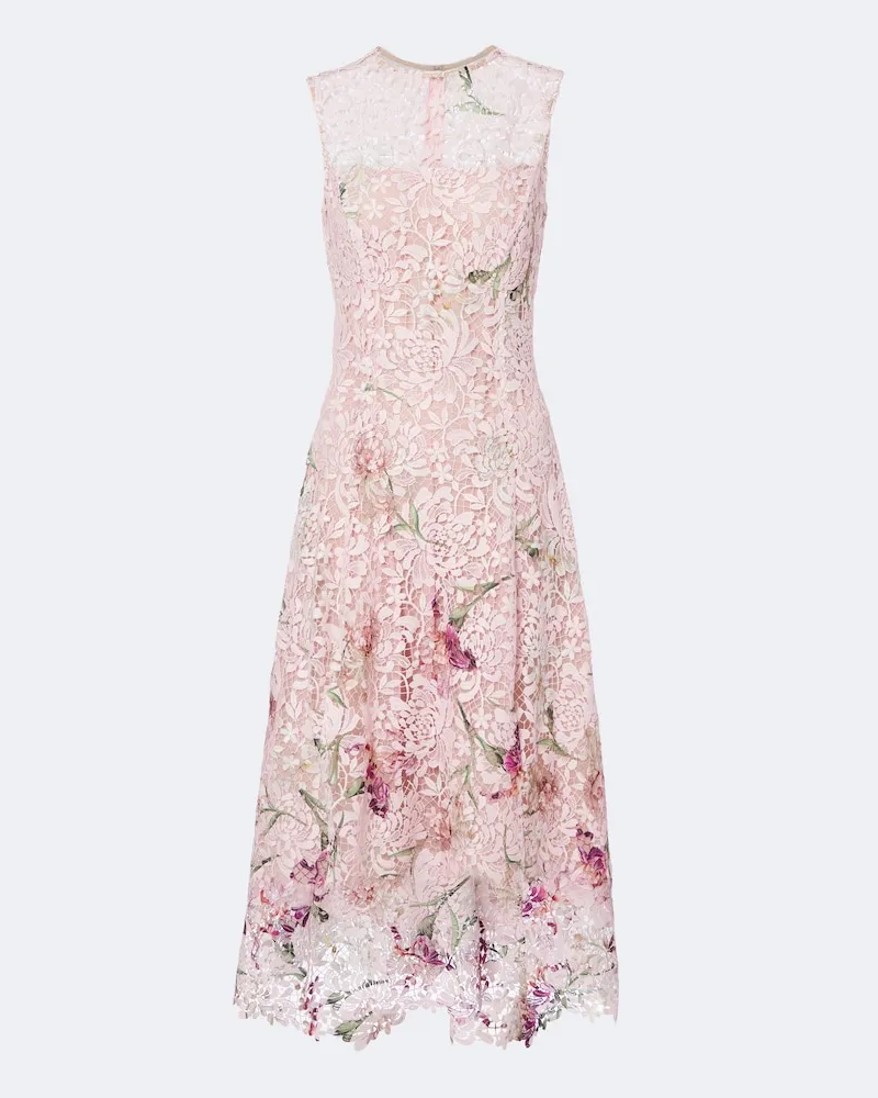 Oscar de la Renta Cocktailkleid aus Guipure-Spitze Rosa