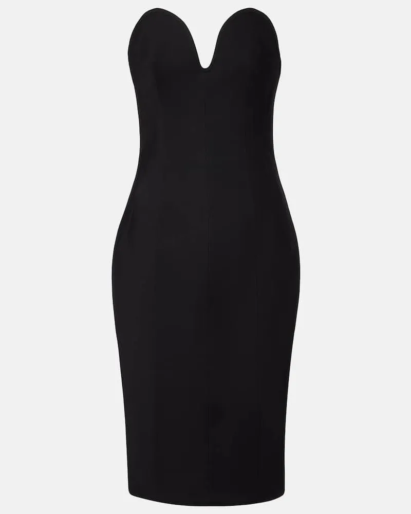 Bottega Veneta Midikleid aus Wolle Schwarz