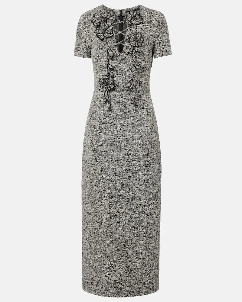 Oscar de la Renta Maxikleid aus Tweed Schwarz