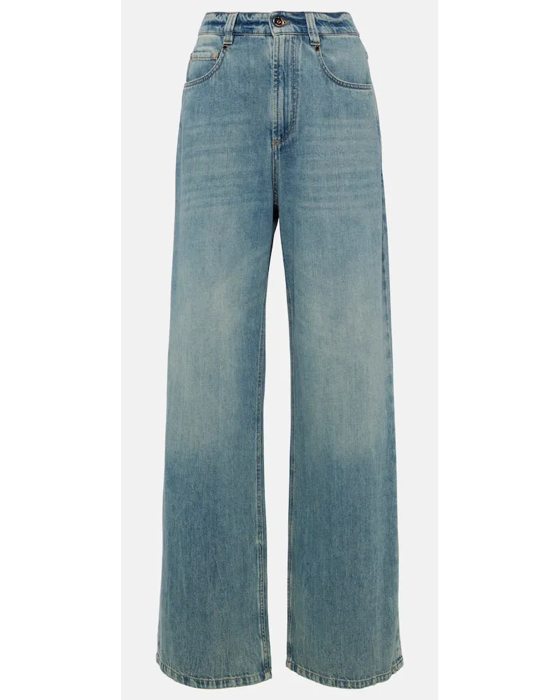 Brunello Cucinelli High-Rise Wide-Leg Jeans Blau