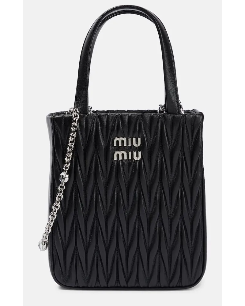 Miu Miu Tote aus Matelasse-Leder Schwarz