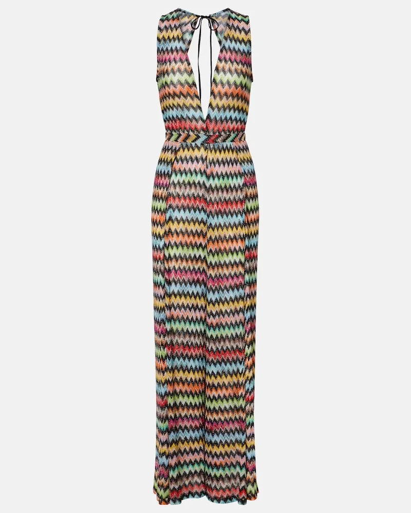 Missoni Jumpsuit Zigzag aus Häkelstrick Multicolor