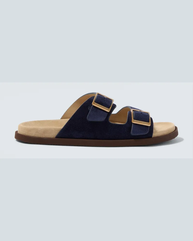 Brunello Cucinelli Sandalen aus Veloursleder Blau