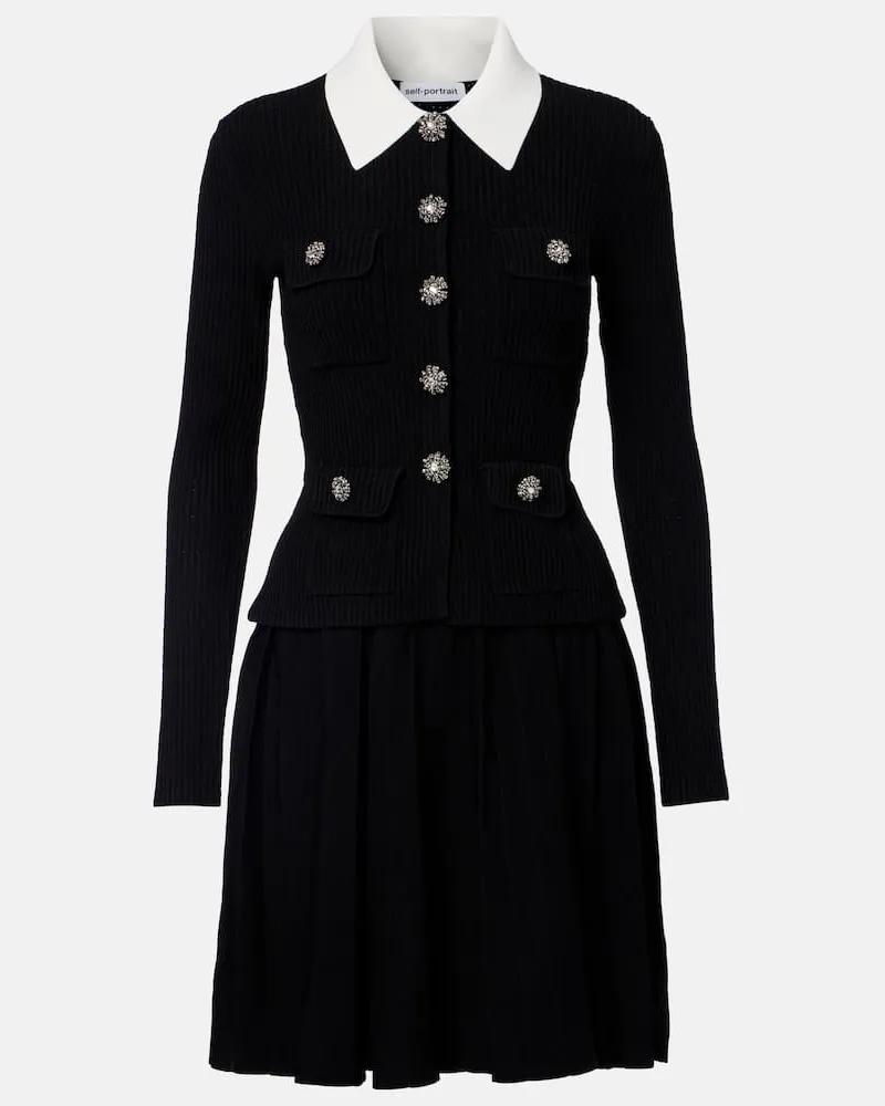 Self-Portrait Verziertes Minikleid Schwarz