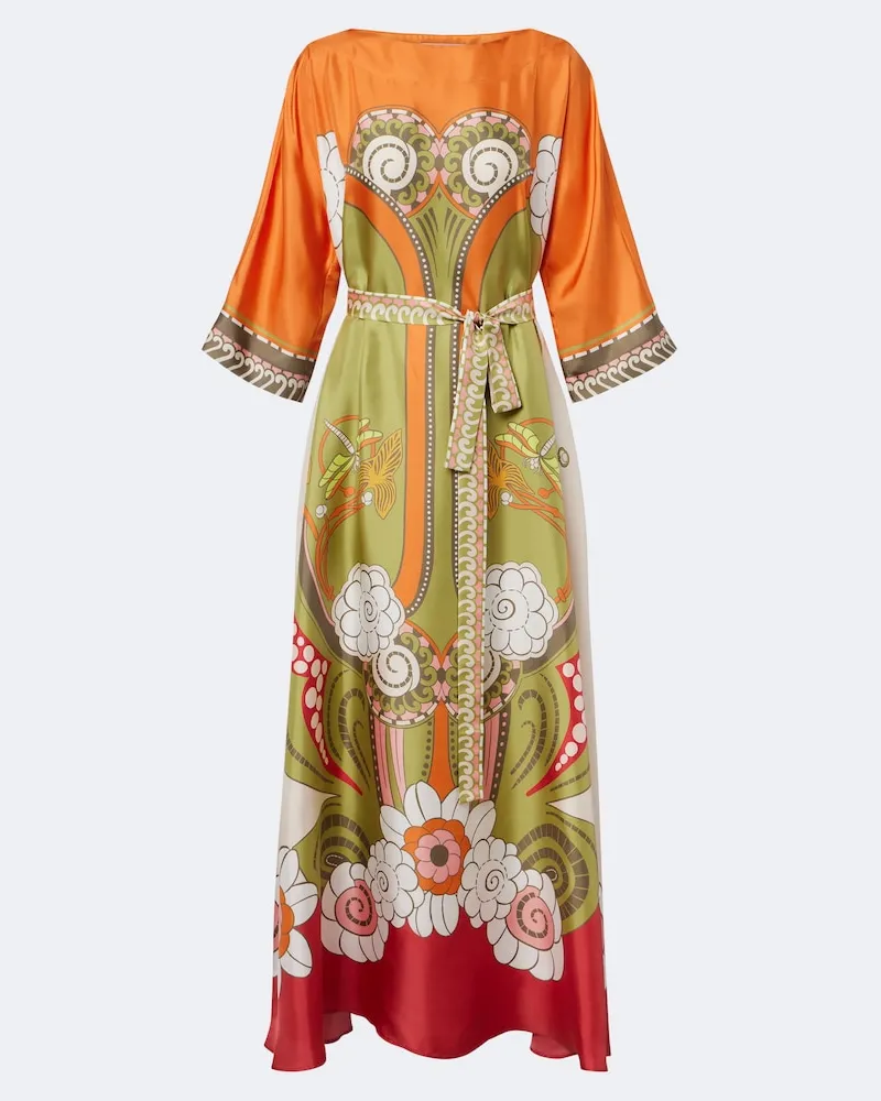 La DoubleJ Maxikleid Muumuu aus Seiden-Twill Multicolor