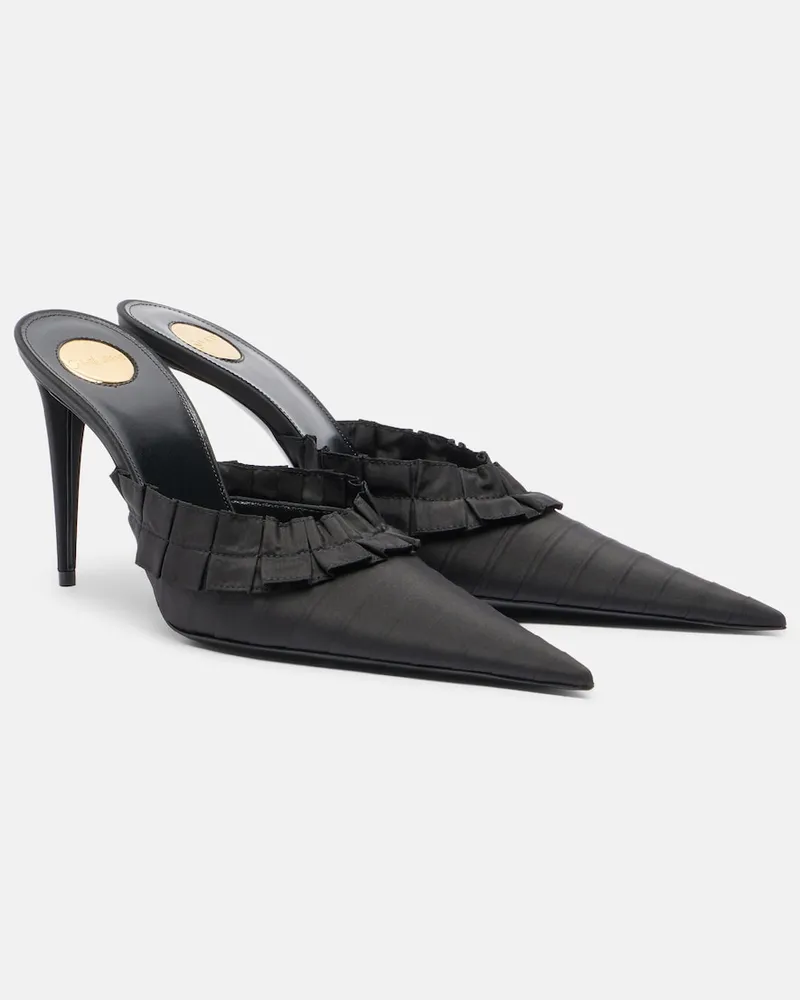 Saint Laurent Mules Madeleine aus Taft Schwarz