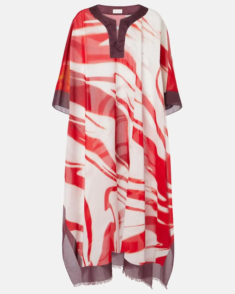 Dries van Noten Bedruckter Kaftan aus Baumwolle Rot