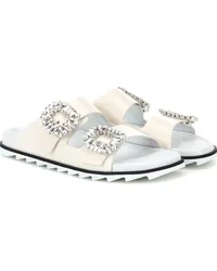 Roger Vivier Sandalen Slidy Viv'  aus Leder Weiss