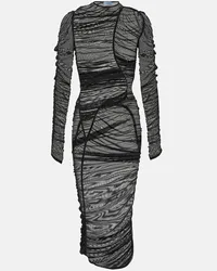 Thierry Mugler Midikleid aus Mesh Schwarz