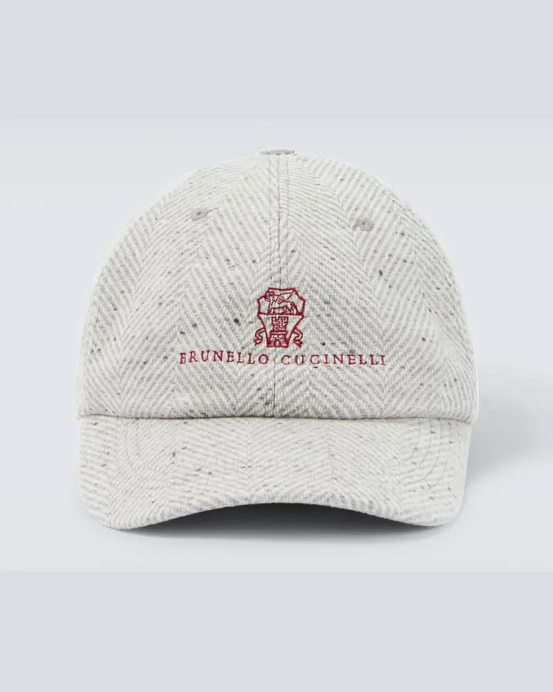 Brunello Cucinelli Baseballcap aus Wolle und Kaschmir Grau