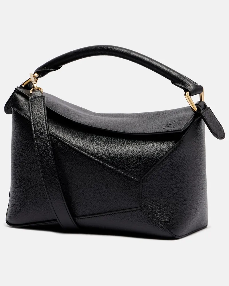Loewe Tote Puzzle Edge Small aus Leder Schwarz