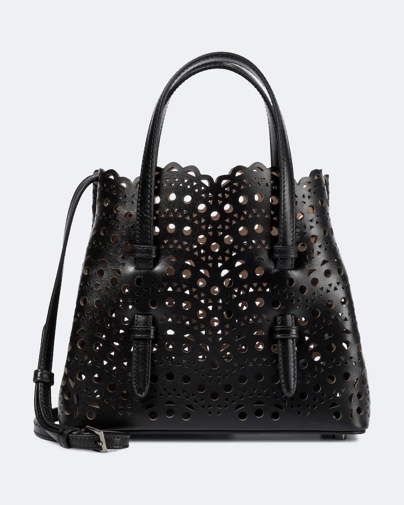 Alaïa Alaïa Henkeltasche Mina 20 Vienne Wave Mini aus Leder Schwarz