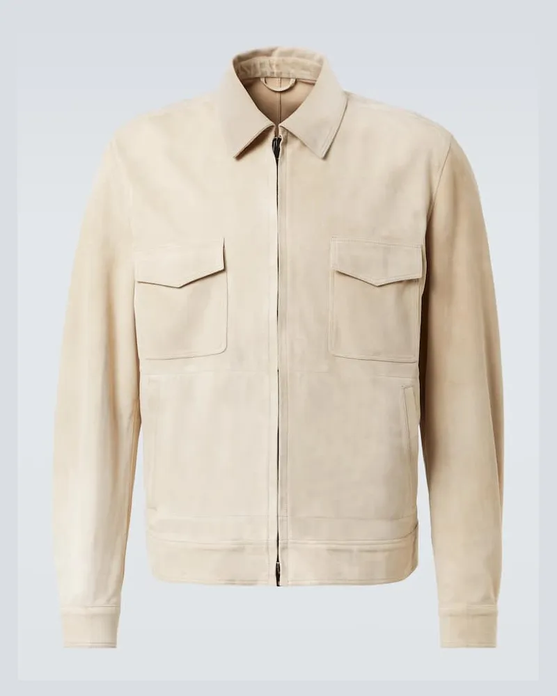 Thom Sweeney Blouson aus Veloursleder Beige