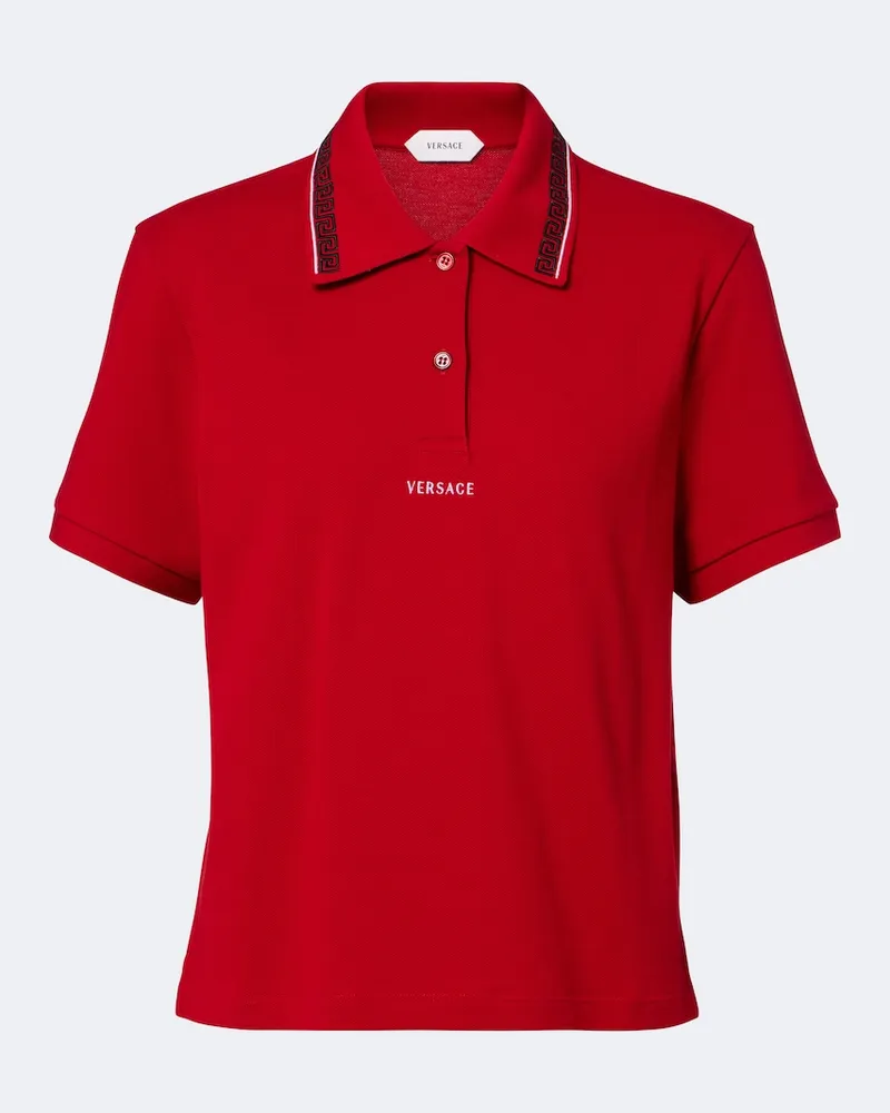 Versace Polohemd Greca aus Baumwoll-Piqué Rot