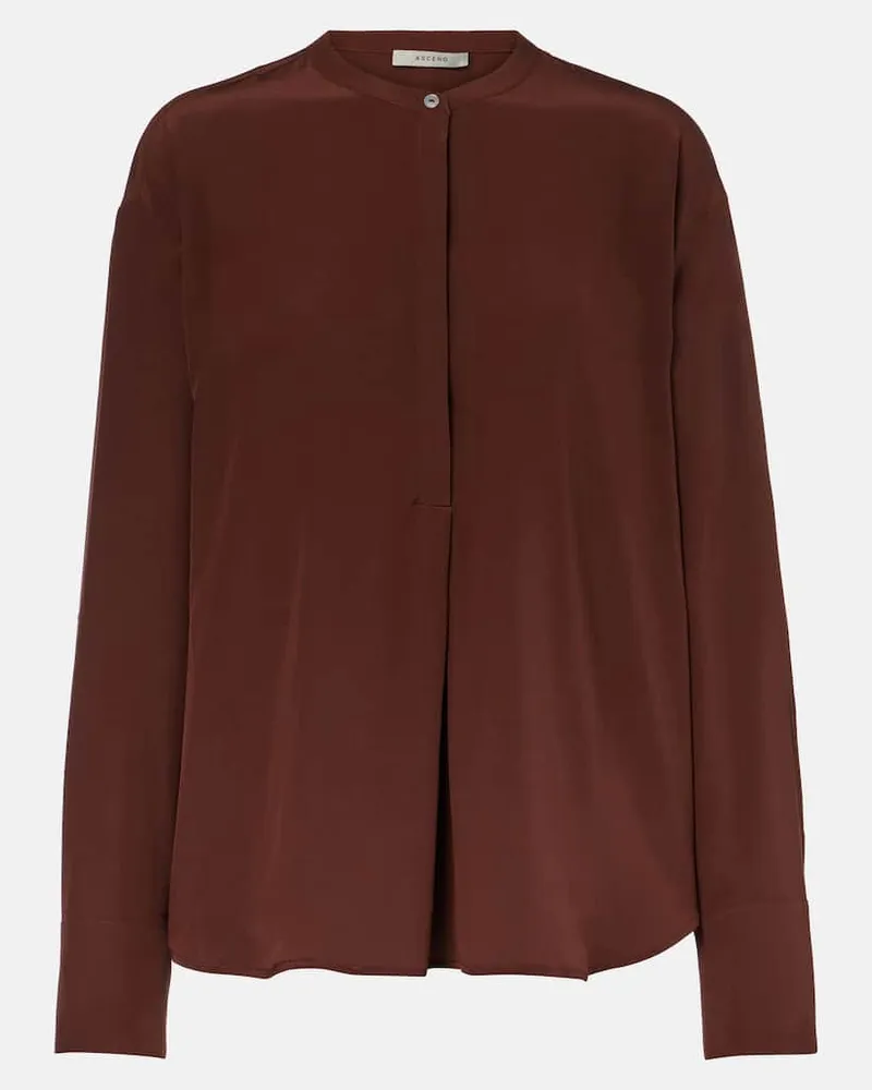 ASCENO Hemd Remy aus Seiden-Crêpe Braun