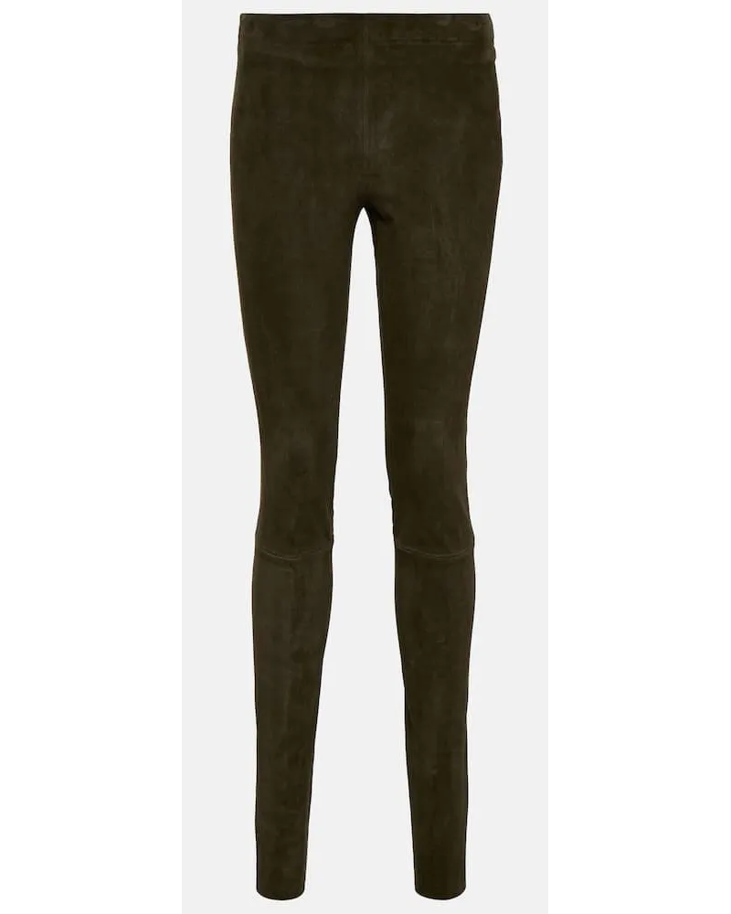 Stouls Leggings Carolyn aus Veloursleder Gruen