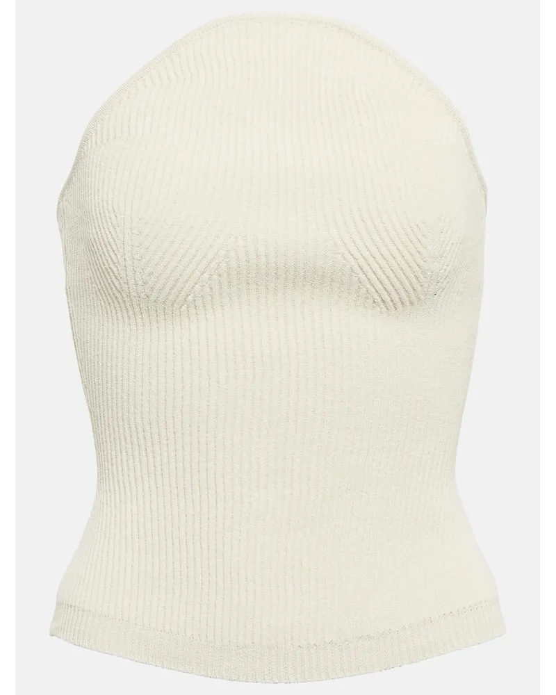 KHAITE Bustier-Top Jericho aus Rippstrick Weiss