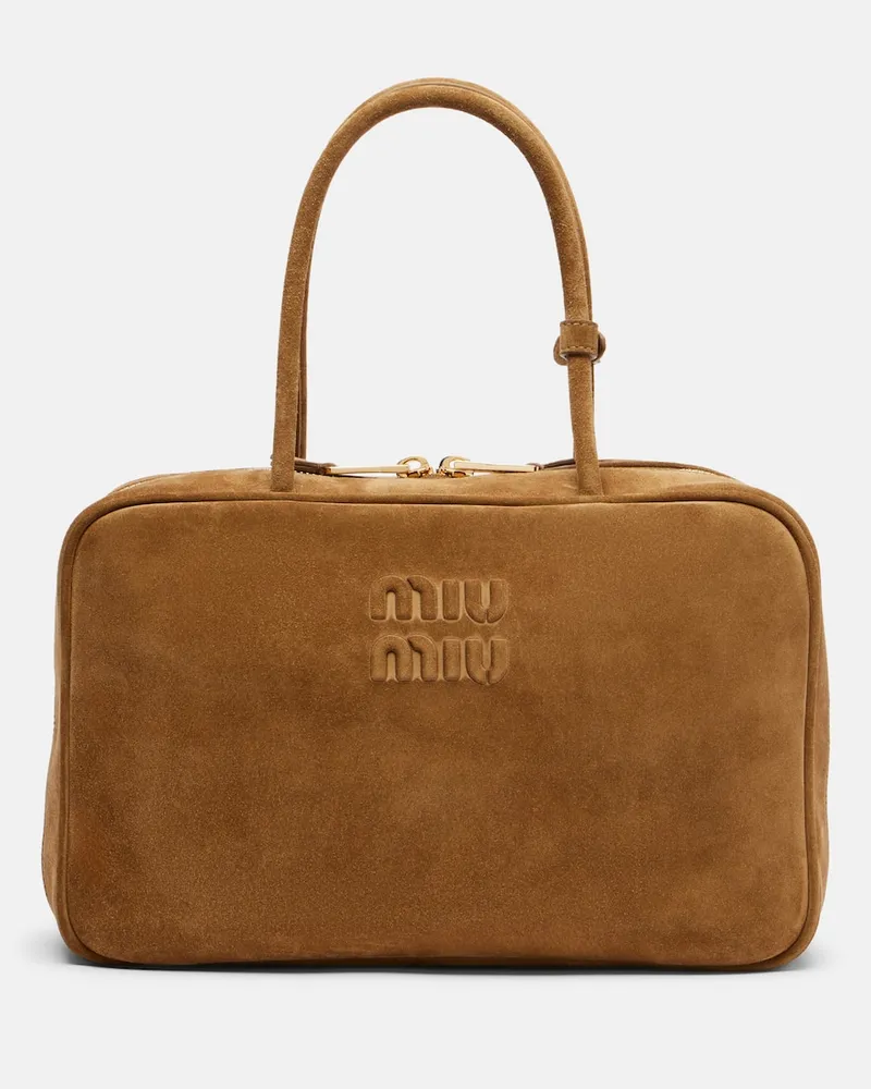 Miu Miu Tote Bag Beau Large aus Veloursleder Beige
