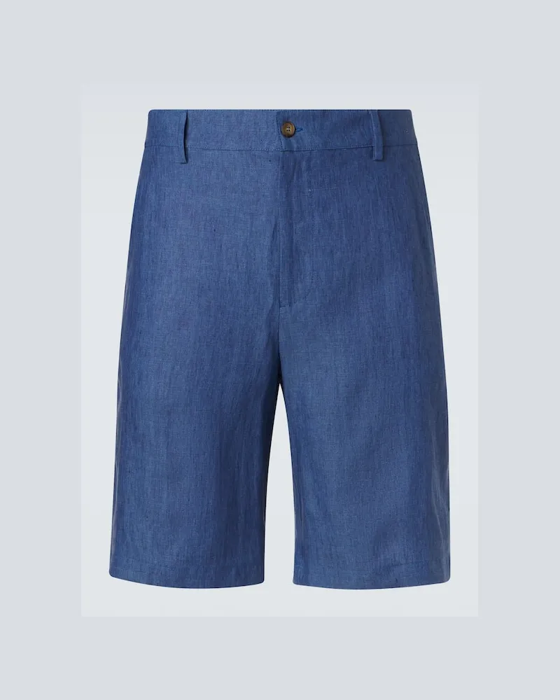 Canali Bermuda-Shorts aus Leinen Blau