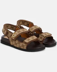 Gucci Sandalen Double G aus Canvas Beige