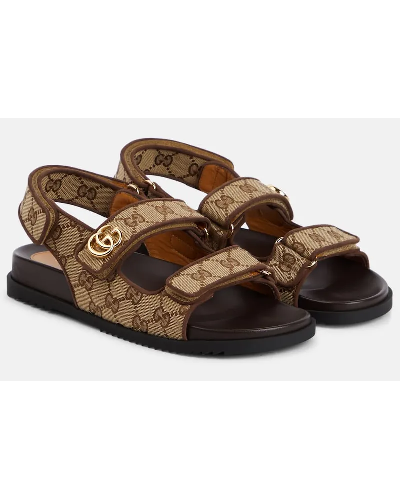 Gucci Sandalen Double G aus Canvas Beige