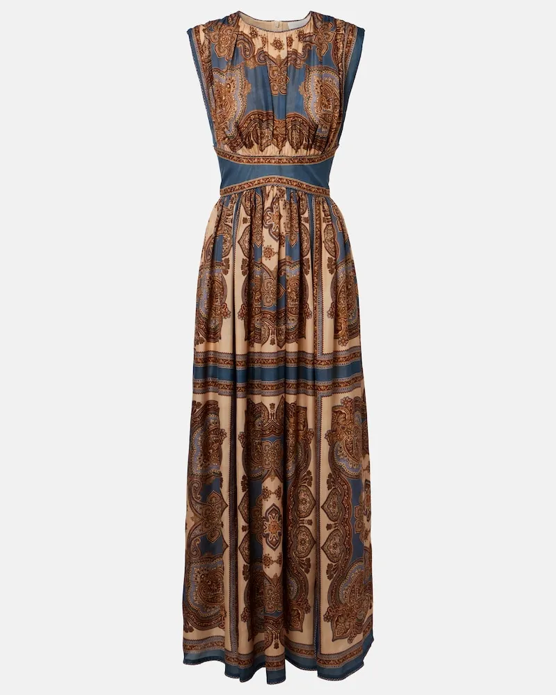 Zimmermann Maxikleid Mahon aus Seide Blau