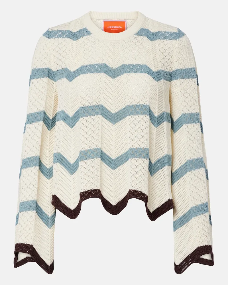 La DoubleJ Cropped-Pullover Chevron aus Baumwolle Blau