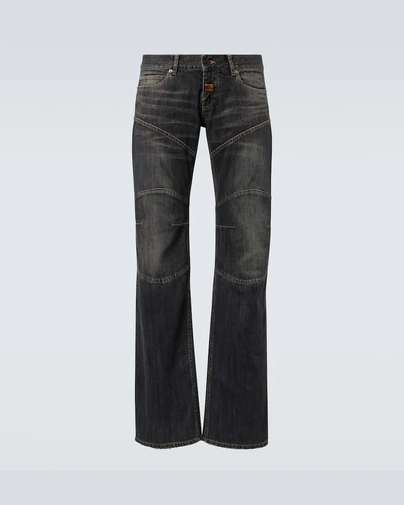 Balenciaga Distressed Low-Rise Wide-Leg Jeans Grau
