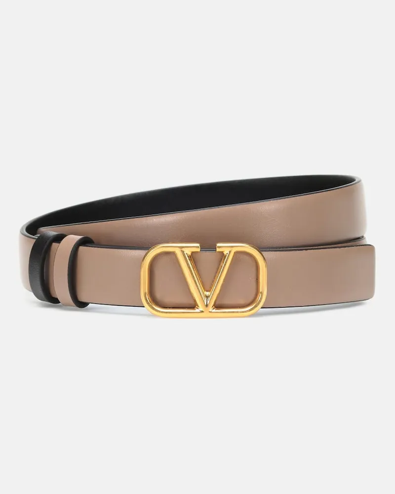 Valentino Garavani Wendbarer Gürtel VLogo Signature aus Leder Beige