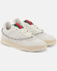 Gucci Verzierte Sneakers  Re-Web aus Leder Weiss