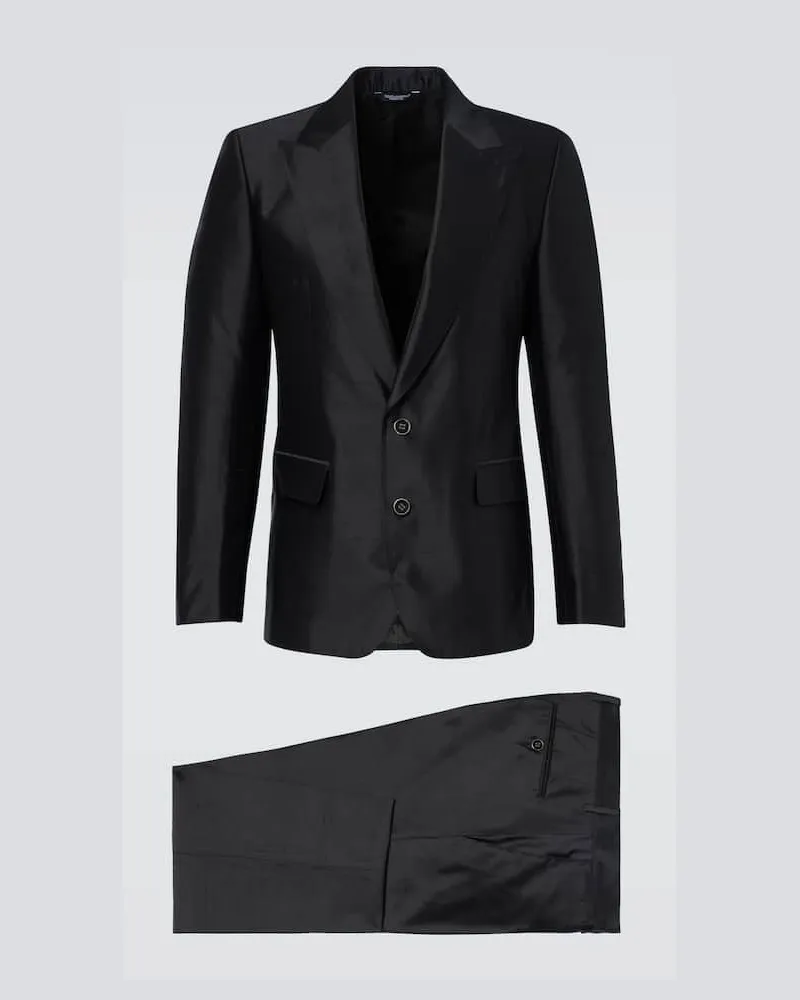 Dolce & Gabbana Anzug aus Seiden-Twill Schwarz