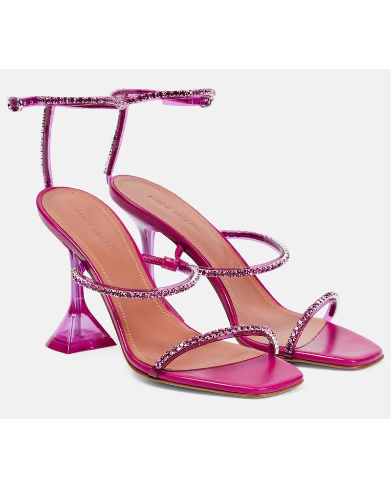 Amina Muaddi Verzierte Sandalen Gilda Glass Pink