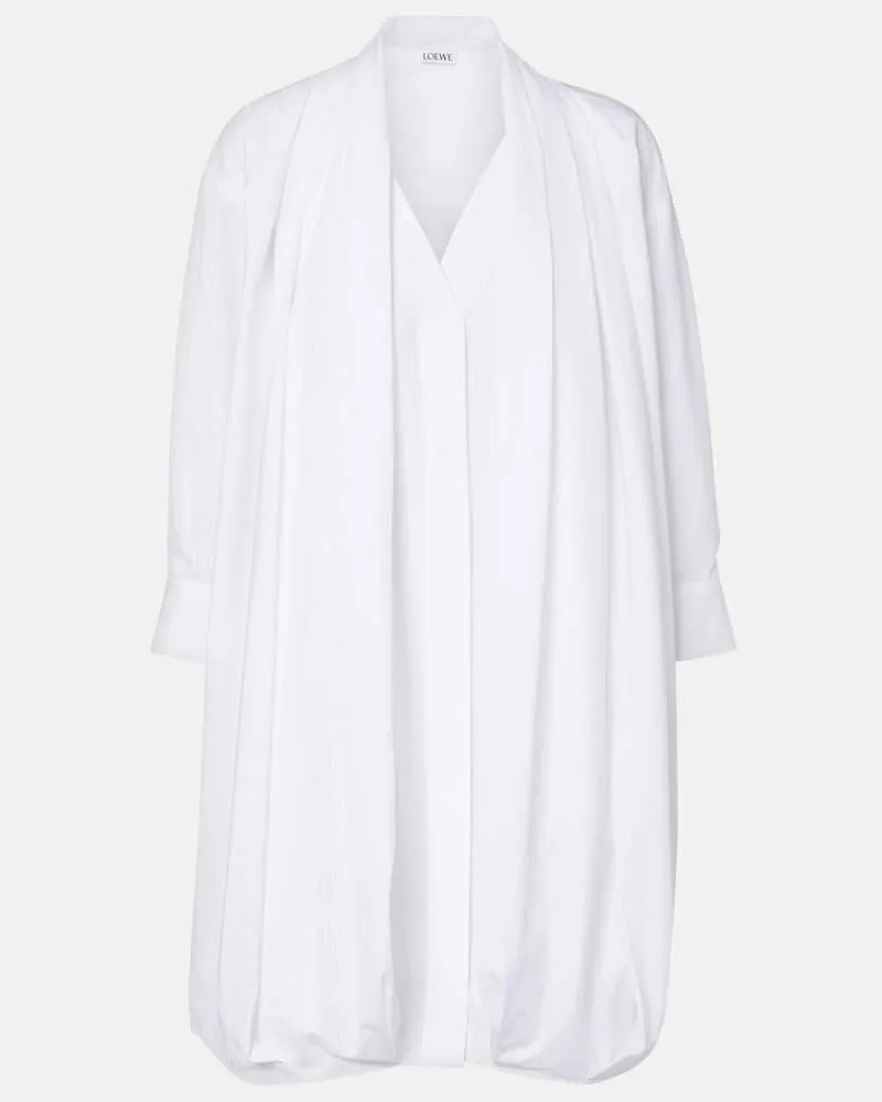 Loewe Hemdblusenkleid aus Baumwollpopeline Weiß