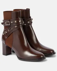 Valentino Garavani Ankle Boots Rockstud aus Leder Braun