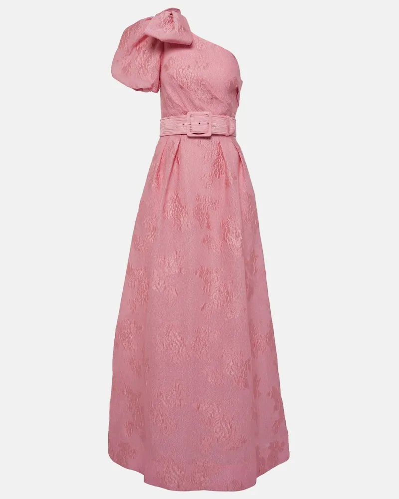 Rebecca Vallance Bedruckte One-Shoulder-Robe Zelie Rosa