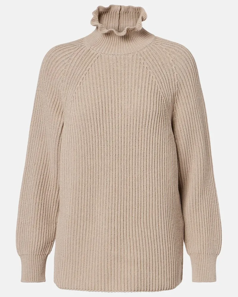 Max Mara Rollkragenpullover Camino aus Baumwolle Beige