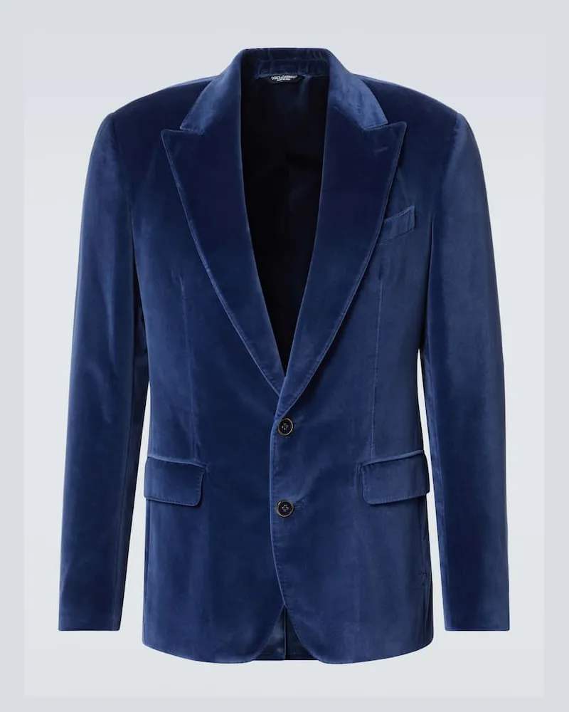 Dolce & Gabbana Blazer aus Baumwollsamt Blau