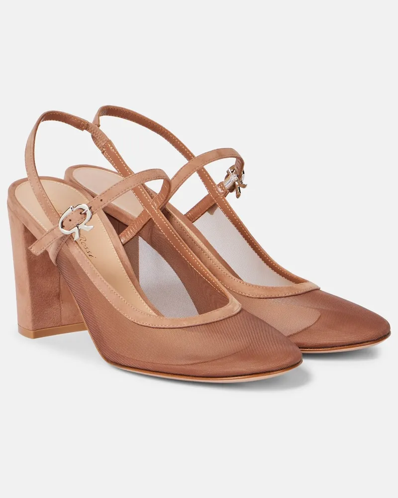 Gianvito Rossi Slingback-Pumps Francoise 55 aus Organza Beige
