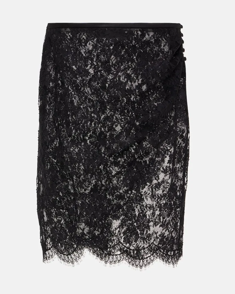 Saint Laurent Wickelrock aus Spitze Schwarz