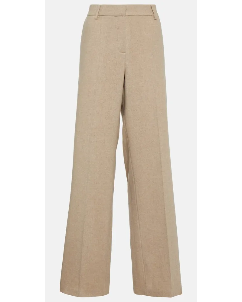 Magda Butrym Weite Mid-Rise-Hose aus Kaschmir Beige